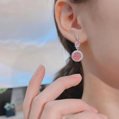 Sparkling Pink Stone Necklace Set 3 Pcs